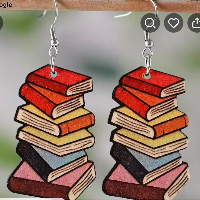 Book Lovers Wooden Earrings Brand New Very Lightweight